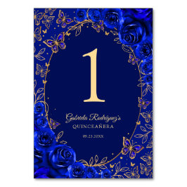 Tarjeta De Mesa Royal Blue Gold Quinceanera