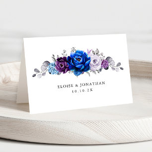 Tarjeta De Mesa Royal Blue Purple Lilac Blooms Boda Place Card