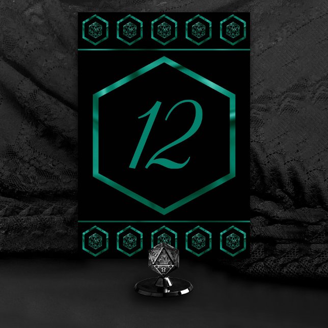 Tarjeta De Mesa RPG Dice | Esmeralda Fantasía Tabletop Retro Gamer (Subido por el creador)
