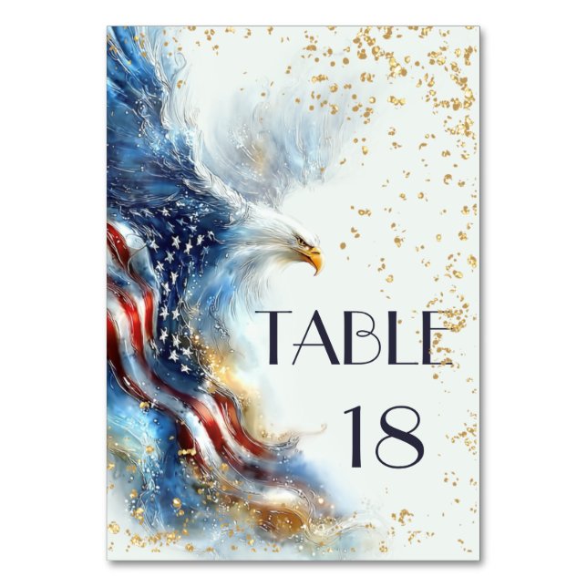 Tarjeta De Mesa RSVP Bald Eagle Patriotic USA Semiquincentennial (Reverso)