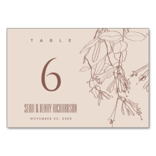 Tarjeta De Mesa Rubor DE LA LÍNEA DE DUSKY RUST DRAWING FLORAL BOD