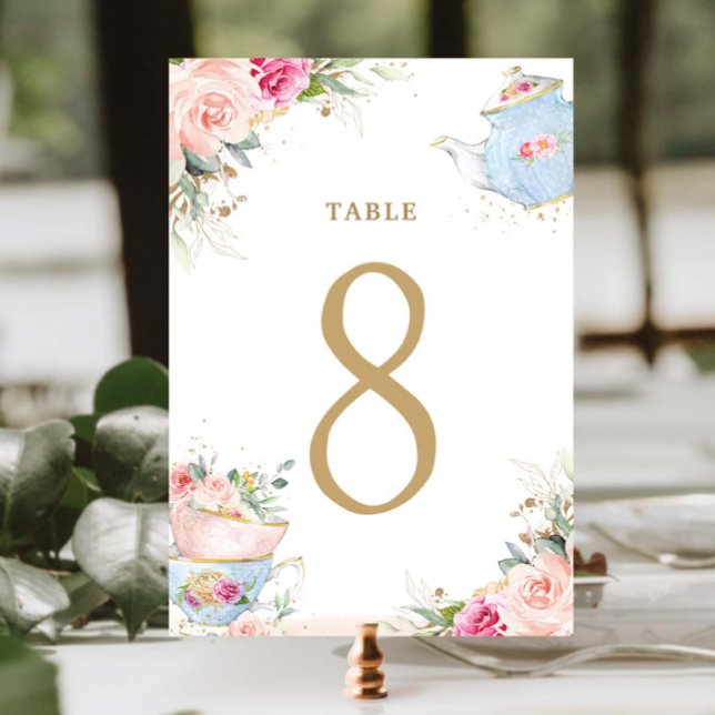 Tarjeta De Mesa Rubor Floral High Tea Fiesta Bridal Table Number ( (Subido por el creador)