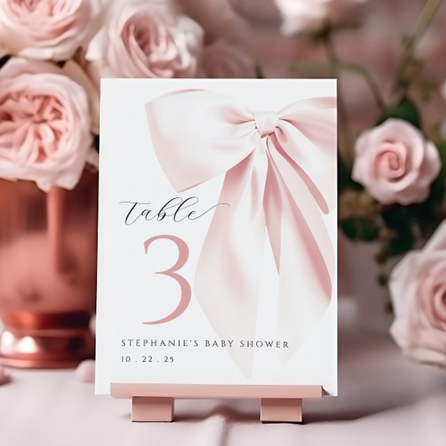 Tarjeta De Mesa Rubor Pink Bow Baby Shower (Subido por el creador)