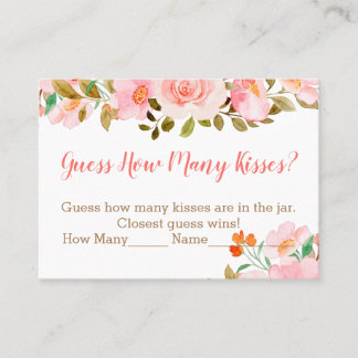 Tarjeta De Mesa Rubor Pink Floral adivina cuántos besos juegan