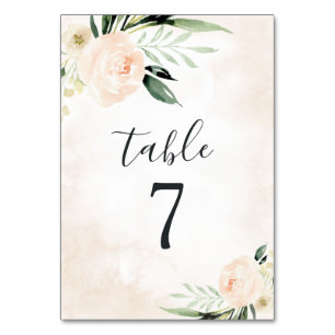 Tarjeta De Mesa Rubor Pink Floral Elegante Champagne Garden Weddin