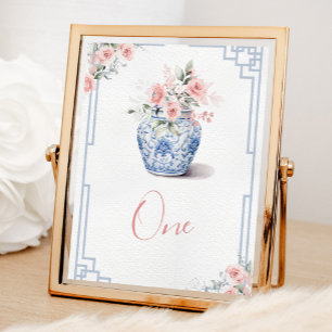 Tarjeta De Mesa Rubor Pink Ginger Jar Chinoiserie Baby Shower