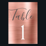 Tarjeta De Mesa Rubor Pink - Número de tabla metálica de oro Rosa<br><div class="desc">Rubor Pink - Rosa Faux Relieve metalizado Metálico Acero inoxidable Guión Metalizado Moderno y Elegante Número de Mesa . El número de la tabla se puede actualizar y cambiar en esta polvorienta tarjeta chica rosa. Esta tarjeta de número de tabla forma parte de una colección de bodas coincidente y se...</div>
