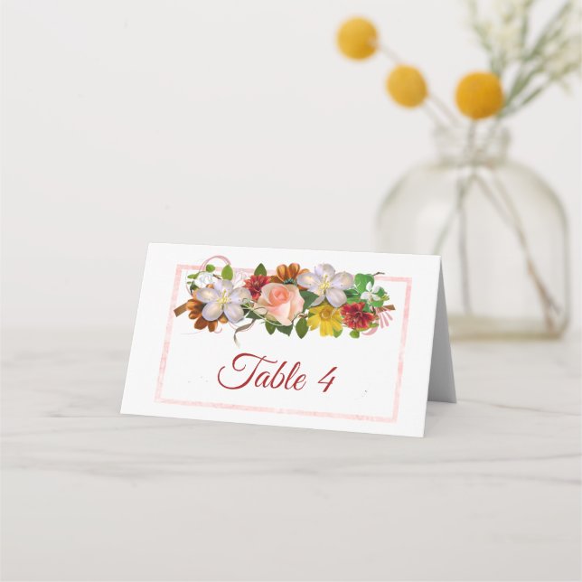 Tarjeta de mesa Rubor Rosa Gold Rose Bouquet (Anverso)