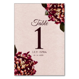 Tarjeta De Mesa Rubor y Borgoña