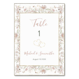 Tarjeta De Mesa Rubor y Salvia Flor Silvestre Boda de Primavera