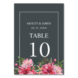 Tarjeta De Mesa Ruby Pink Peony Boda Botánico Floral