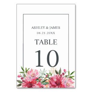 Tarjeta De Mesa Ruby Pink Peony Boda Botánico Floral