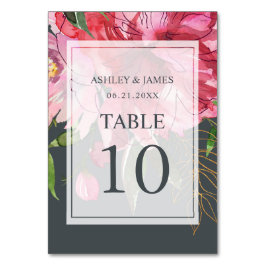 Tarjeta De Mesa Ruby Pink Peony Boda Botánico Floral