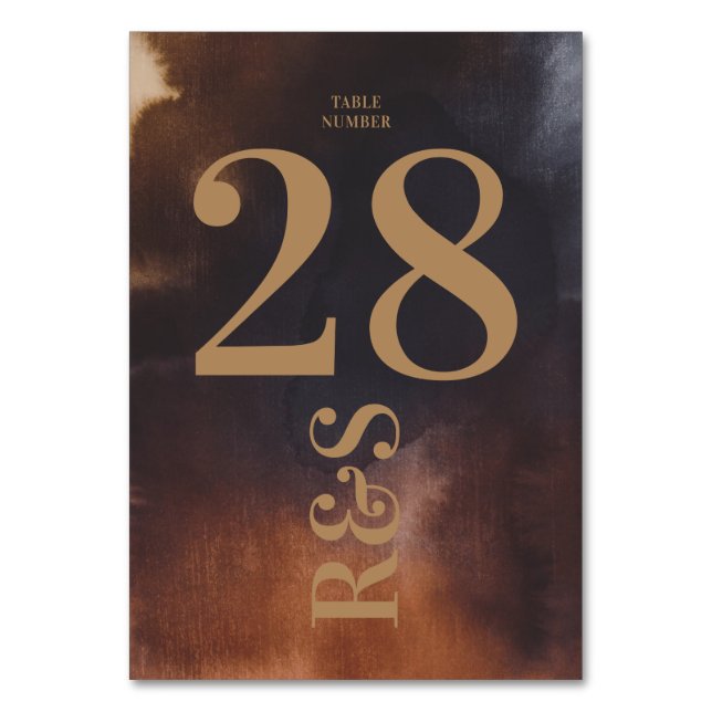 Tarjeta De Mesa Rust Art Gran Monograma Moderno Negrita Simple Bod (Anverso)