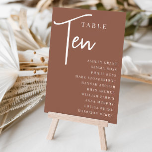 Tarjeta De Mesa Rust Hand Scripting Table TEN + Nombres de invitad