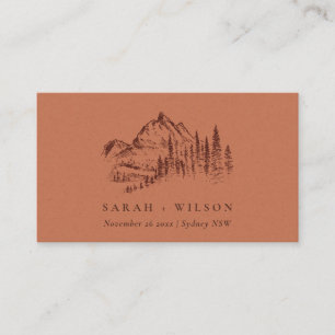 Tarjeta De Mesa Rust Naranja Pine Woods Boda de Sketch