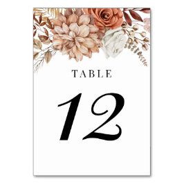 Tarjeta De Mesa Rust Terracotta Caída Boho Tabla Floral Número