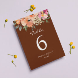 Tarjeta De Mesa Rust Terracotta Floral 