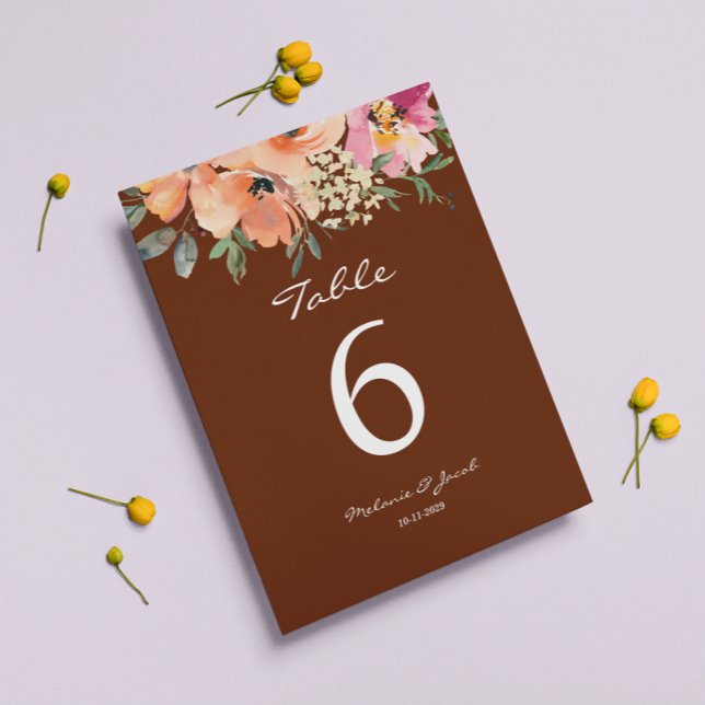 Tarjeta De Mesa Rust Terracotta Floral  (Subido por el creador)
