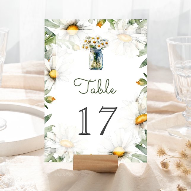 Tarjeta De Mesa Rustic Daisies Floral Mason Jar Wedding (Subido por el creador)