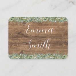 Tarjeta De Mesa Rustic Gold Eucalyptus & White Floral Wood Wedding