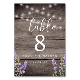 Tarjeta De Mesa Rustic Lavender Lights Wedding  Table Number