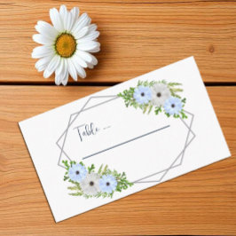 Tarjeta De Mesa Rustic Light Blue and White Floral Quinceañera 