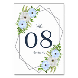 Tarjeta De Mesa Rustic Light Blue and White Floral Quinceañera 