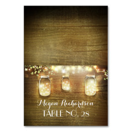 Tarjeta De Mesa Rustic Mason Jars String Luces Escort Boda
