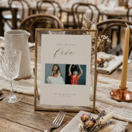 Tarjeta De Mesa Rustic Modern Script Childhood Photos as 