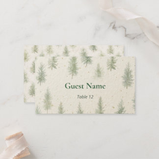 Tarjeta De Mesa Rustic Mountain Forest Watercolor Wedding Place 