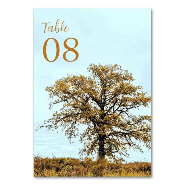 Tarjeta De Mesa Rustic Oak Tree Autumn Wedding (Anverso)