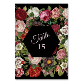Tarjeta De Mesa Rustic Red Pink Floral Greenery Black Party