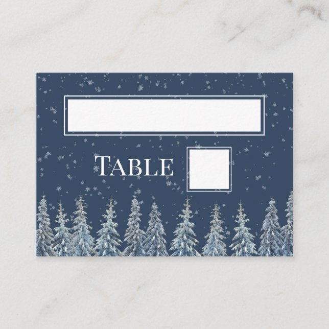 Tarjeta De Mesa Rustic Winter Forest Wedding Place Setting Cards (Anverso)