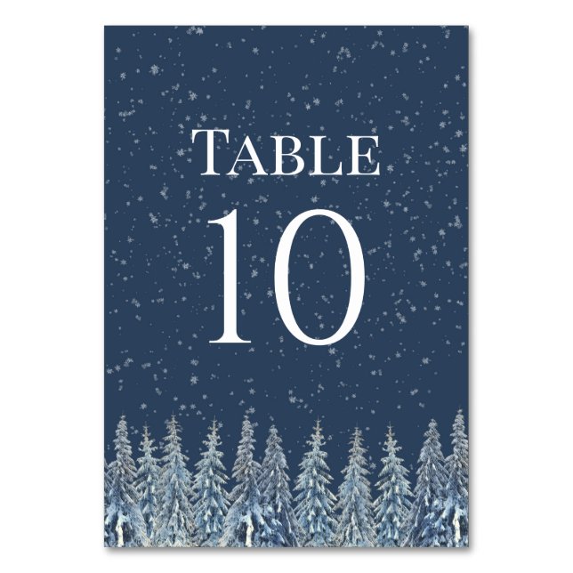 Tarjeta De Mesa Rustic Winter Forest Wedding Table Number Cards (Anverso)