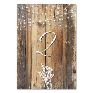 Tarjeta De Mesa Rustic Wood String ilumina Mason Jar Elegant Favor