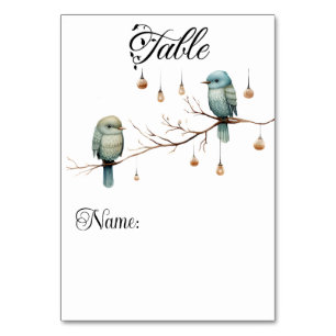 Tarjeta De Mesa Rustic Woodland Love Birds Celebration
