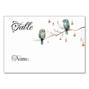 Tarjeta De Mesa Rustic Woodland Love Birds Celebration
