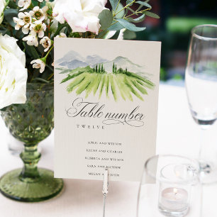 Tarjeta De Mesa Rústica tabla de asientos de Bodas de viñedos verd