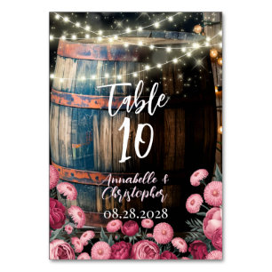 Tarjeta De Mesa Rústico Boda de barril Whiskey al aire libre
