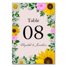 Tarjeta De Mesa Rústico Boda floral de daisy de girasol