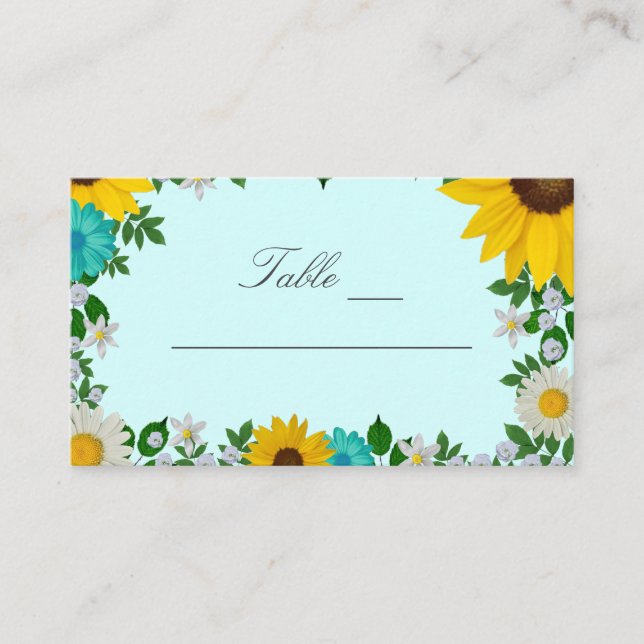 Tarjeta De Mesa Rústico Boda floral de daisy de girasol (Anverso)