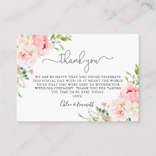 Tarjeta De Mesa Rústico Boda floral de peones rosados gracias