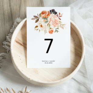 Tarjeta De Mesa Rústico Boda floral elegante de otoño