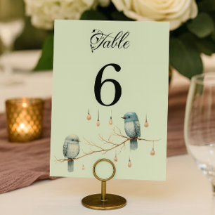 Tarjeta De Mesa Rústico Boda romántico de los pájaros de los bosqu