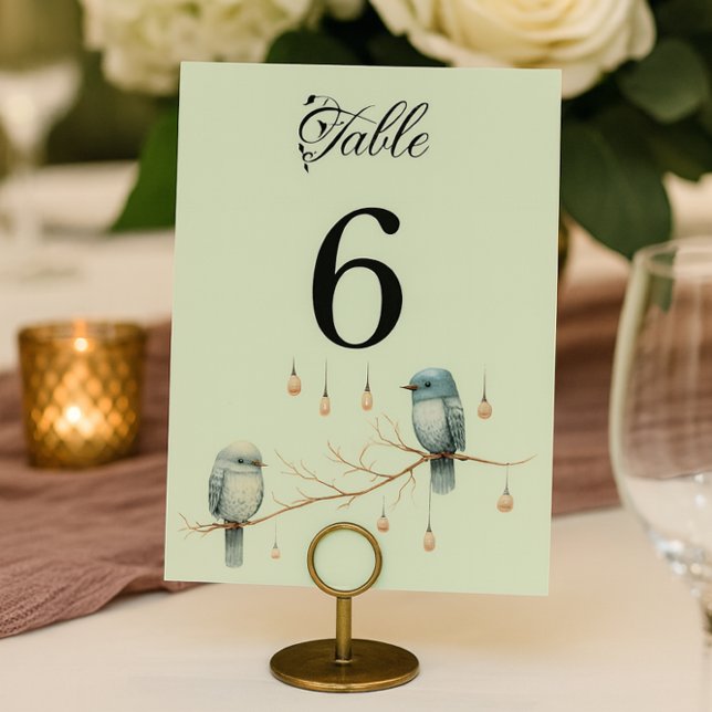 Tarjeta De Mesa Rústico Boda romántico de los pájaros de los bosqu (Subido por el creador)