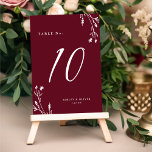 Tarjeta De Mesa Rústico elegante Burgundy Wildflowers Boho Boda<br><div class="desc">Este elegante y rústico diseño de números de mesa boda presenta un bonito fondo de color burdeos con flores silvestres dibujadas a mano y una tipografía elegante en blanco. El diseño es el mismo en ambos lados. Vea nuestra colección Rustic Wildflowers para coordinar los artículos.</div>