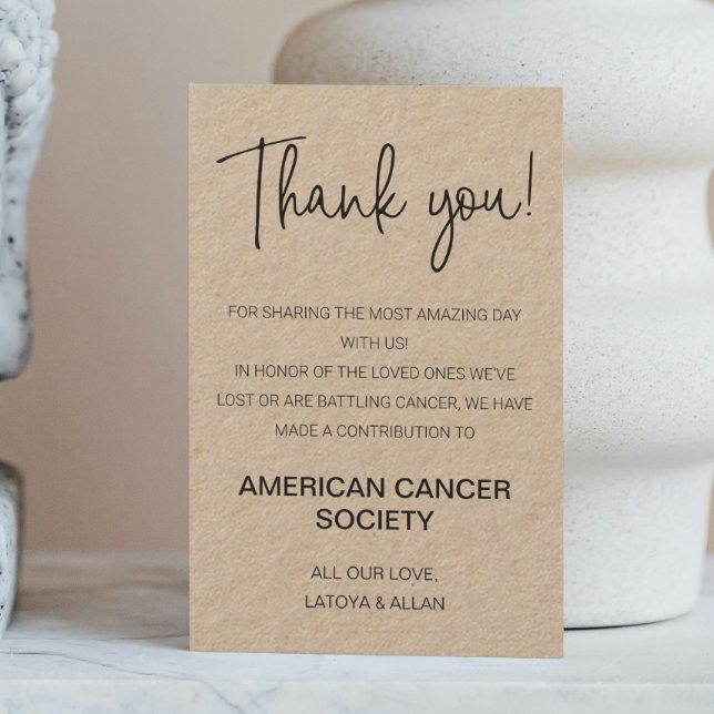 Tarjeta De Mesa Rústico Gracias Donar Al Boda De Caridad (Subido por el creador)