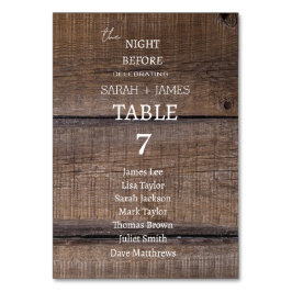 Tarjeta De Mesa Rústico granero la noche antes de la tabla de Boda
