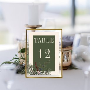 Tarjeta De Mesa Rústico invierno Berries y Boda de crema de pino